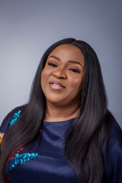 bubu gown styles for owambe showing a picture of the founder of Ahdookeh Fashion - Morenikeji Agoro