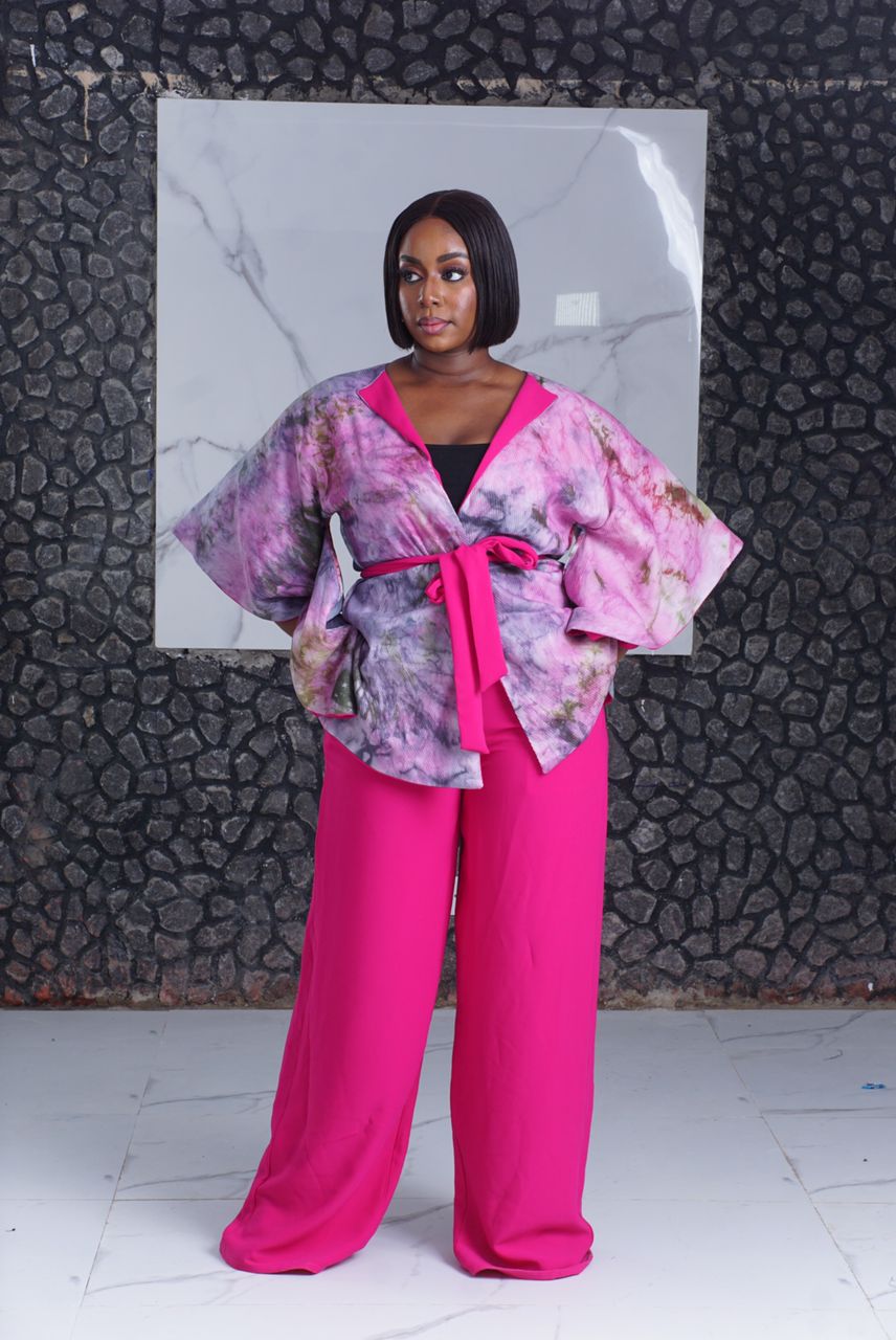 professional two piece styles for ladies showing a woman wearing an everyday professional two piece style named Aira Set made by Ahdookeh Fashion