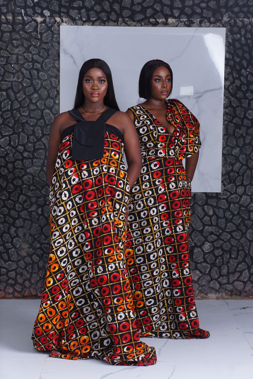ankara dress showing a picture of leena dress made ahdookeh fashion - african women's clothing in lagos